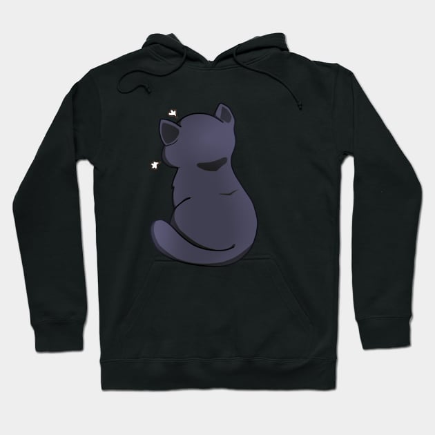 Kawaii Angry Black Cat from the backside, Cat Lover Hoodie by dukito